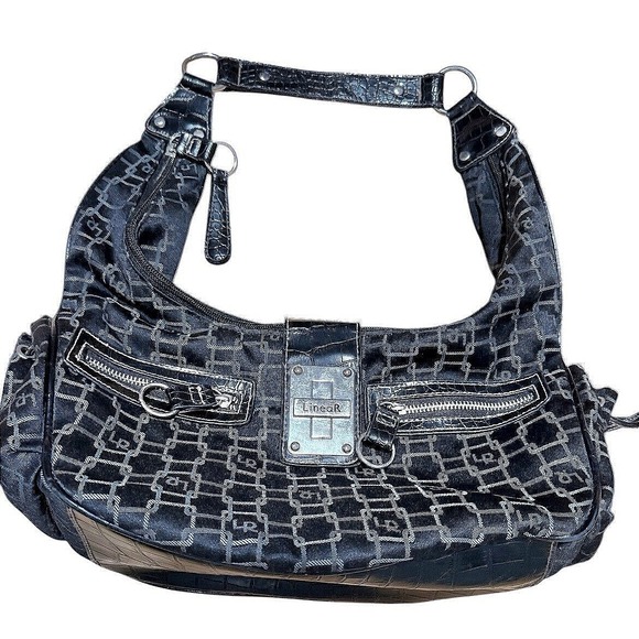Vintage Linea R Hobo Bag Designer Monogram Purse Y2K Shoulder‎ Bag 12 x 14 x 5" - Picture 1 of 14